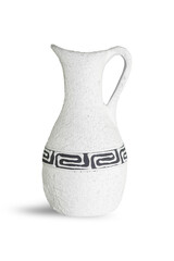 Ceramic white jug with a pattern isolated on a white background