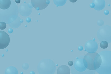 Pale green bubbles. Set of different combinations of blue and green bubbles.  Abstract minimal design in pastel color. Modern banner, web poster, flyer, stylish brochure, greeting card. 