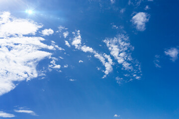 Fototapeta na wymiar Background material of the sun, the refreshing blue sky and clouds_18