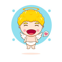 Cute Cupid angel cartoon character. Valentine's day design concept.