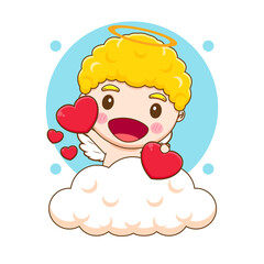 Cute Cupid angel sharing love cartoon character. Valentine's day design concept.