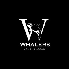 W initial logo design. whalers mascot logo