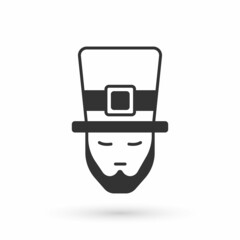 Grey Leprechaun icon isolated on white background. Happy Saint Patricks day. National Irish holiday. Vector