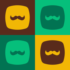 Pop art Mustache icon isolated on color background. Barbershop symbol. Facial hair style. Vector