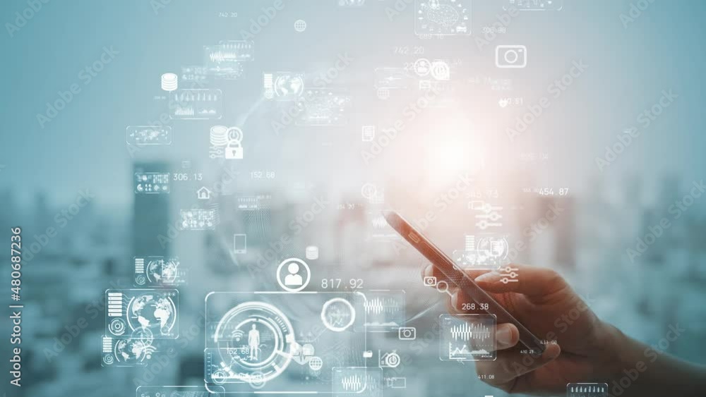 Poster digital transformation concept. mobile app.