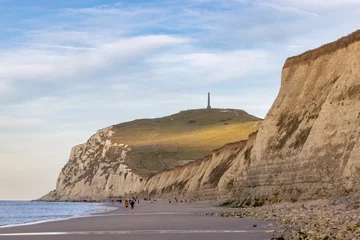 Rolgordijnen Seascape of the opal coast of Cap Blanc Nez, showing the Monument at Cape white Nose France on top of the chalk cliffs. High quality photo © Bjorn B