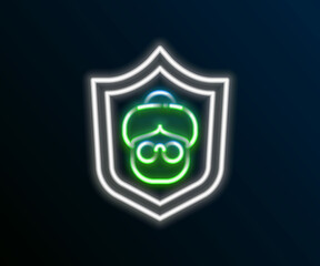 Glowing neon line Grandmother icon isolated on black background. Colorful outline concept. Vector