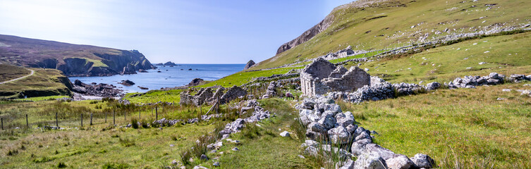 Abandoned village at An Port between Ardara and Glencolumbkille in County Donegal - Ireland.