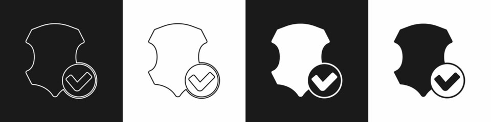 Set Leather icon isolated on black and white background. Vector