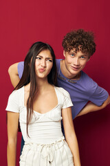 young man and girl summer style posing fashion emotions Youth style