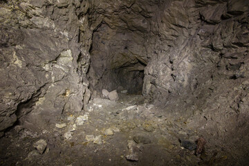 Underground gold mine tunnel