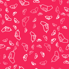 White line Portable vacuum cleaner icon isolated seamless pattern on red background. Vector