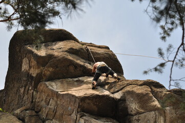 climber on a rock