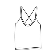 Doodle woman tank top icon in vector. Hand drawn woman tank top in vector. Woman singlet doodle illustration in vector.