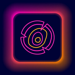 Glowing neon line Wooden logs icon isolated on black background. Stack of firewood. Colorful outline concept. Vector