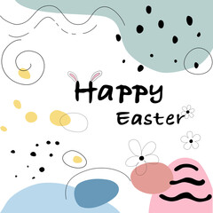 Happy Easter with eggs patterns and cute bunnies Designed in doodle and abstract style for card patterns, posters, banners, covers, printed fabrics, pillow patterns, frames and more.