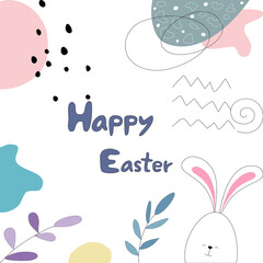 Happy Easter with eggs patterns and cute bunnies Designed in doodle and abstract style for card patterns, posters, banners, covers, printed fabrics, pillow patterns, frames and more.