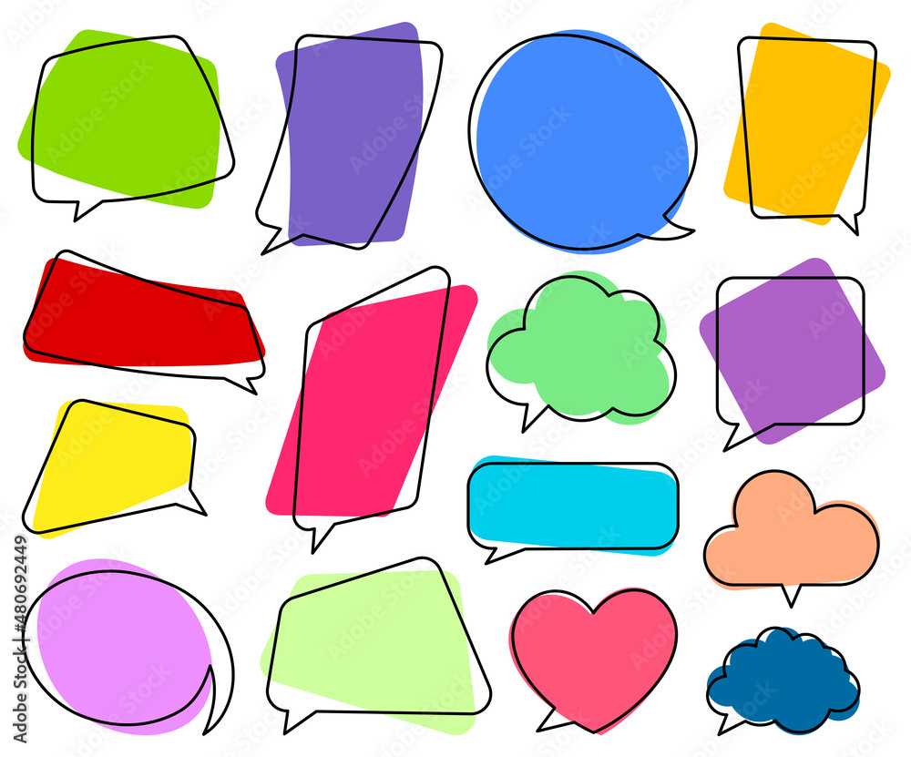 Poster set of empty speech bubbles of different shapes.