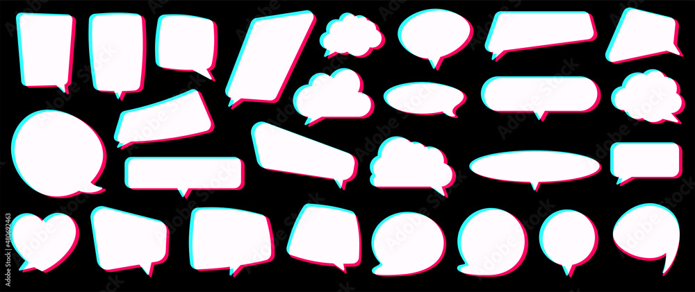 Aufkleber set of white empty web or social media speech bubbles of different shapes.