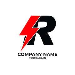 logo Flash R letter Logo, Electrical Bolt Logo Vector