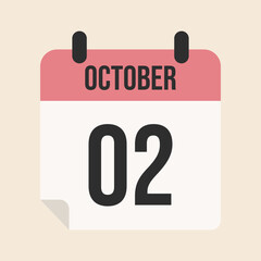calendar october 2nd, isolated object