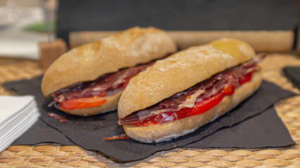 Serrano ham sandwich with tomato