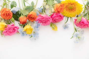 カラフルな花　背景素材