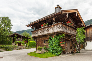 Typical old bavarian farmhouse, Kaprun, Salzburg, Austria.