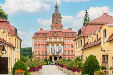 Fototapeta na wymiar Książ, Poland - completed in 1292 and largest castle in the Silesia region, the Książ Castle puts together Gothic, Baroque and Rococo architecture is a majestic mix 