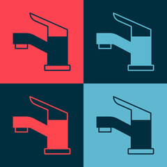 Pop art Water tap icon isolated on color background. Vector