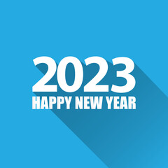 2023 Happy new year creative design background or greeting card with text. Vector 2023 new year numbers isolated on blue background