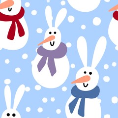 Winter seamless snowman pattern for fabrics and textiles and packaging and gifts and cards and linens and kids 
