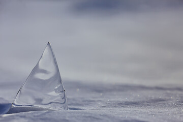 Fototapeta piece of ice baikal on ice, nature winter season crystal water transparent outdoor obraz