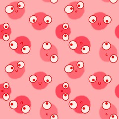 Kids seamless fluffy circle eyes cartoon bolls pattern for fabrics and textiles and linens and wrapping paper
