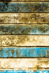 Obraz premium Old and dirty white blue horizontal striped wall in grunge style