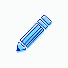 Pencil Flat Design for Icon, Symbol, and Logo. Simple Blue Pencil Design for Graphic Resources. EPS 10 Editable Stroke