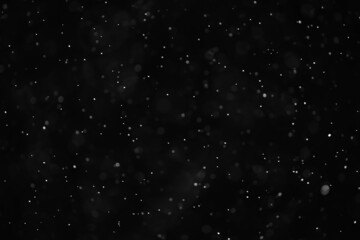 snow black background abstract texture, snowflakes falling in the sky overlay