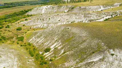  Top view of a picturesque view from a drone of the Divnogorsk canyon, Natural, architectural and archaeological museum-reserve Divnogorye