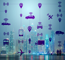 The ridesharing and carpooling concept in the city