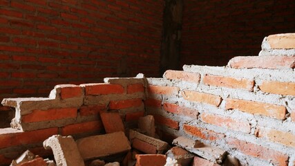 Unconventional building site The masonry was neglected, irresponsible, not progressing, only half...