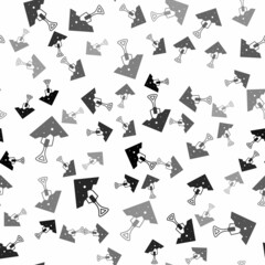 Black Shovel and stone icon isolated seamless pattern on white background. Gardening tool. Tool for horticulture, agriculture, farming. Vector