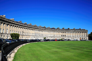 The Royal Crescent Georgian terraced houses in Bath Somerset England UK built between 1767 and 75...