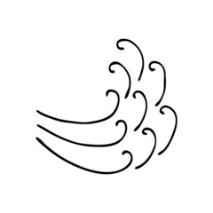 Strong wind gust storm doodle. Windy weather. Vector hand drawn meteorological forecast symbols. Hurricane season. Thin line web design icon.
