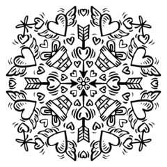 Obraz premium Mandala valentine hand drawing illustration.