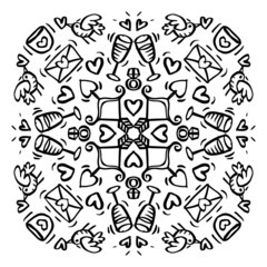Mandala valentine hand drawing illustration.