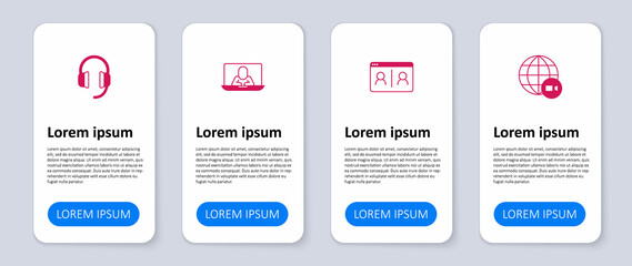 Set Video chat conference, and Headphones. Business infographic template. Vector
