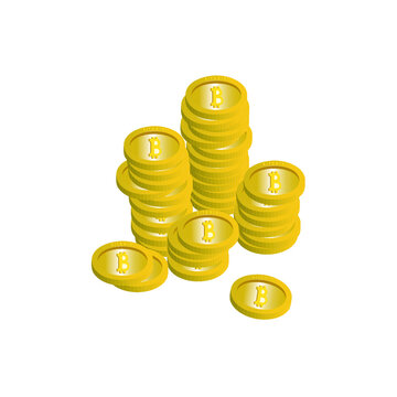Isolated stack of bitcoins vector.