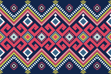 Geometric ethnic oriental ikat seamless pattern traditional design for background carpet wallpaper clothing wrap batik fabric embroidery style vector illustration gift wrapping paper