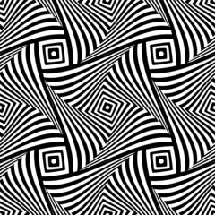 Abstract seamless op art pattern. Twisting lines texture.