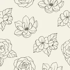 Foto op Plexiglas Hand drawn flowers seamless pattern © Maria
